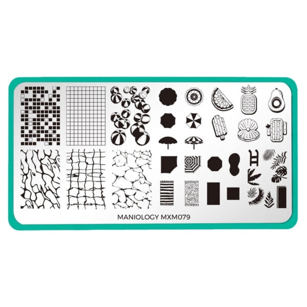 Maniology MXM-079 Pool Party May 2022 Mani By Me Stainless Steel Stamping Plate